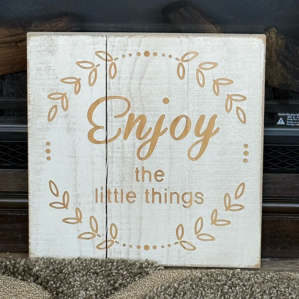 Vintage Pier 1 Enjoy The Little Things Wall Decor Sign 14x14”